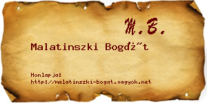 Malatinszki Bogát névjegykártya